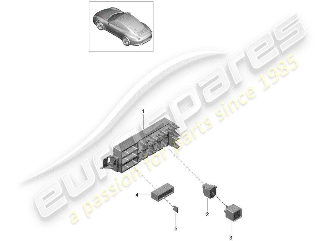 porsche 991 (2012) fuse box/relay plate part diagram