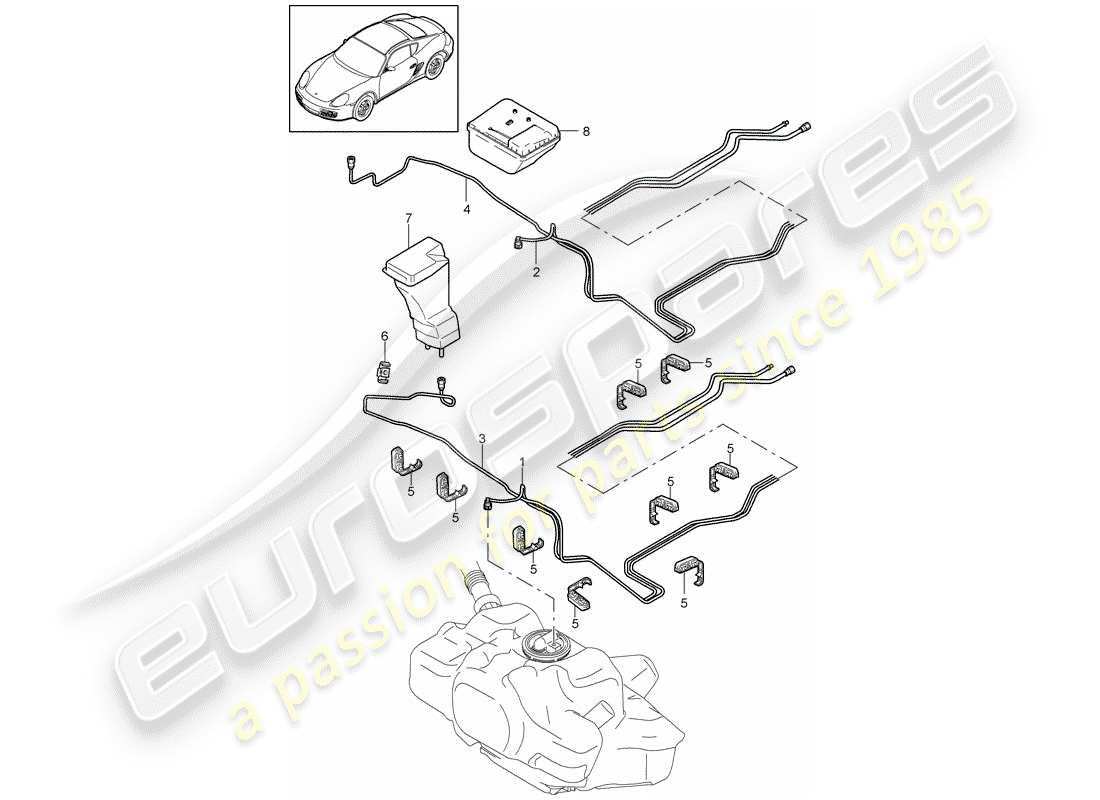 porsche cayman 987 (2012) fuel system part diagram