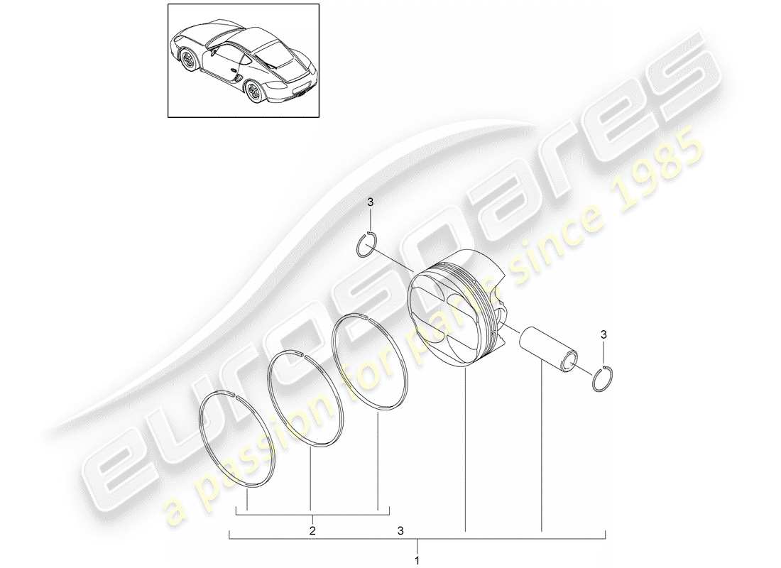 porsche cayman 987 (2012) piston parts diagram