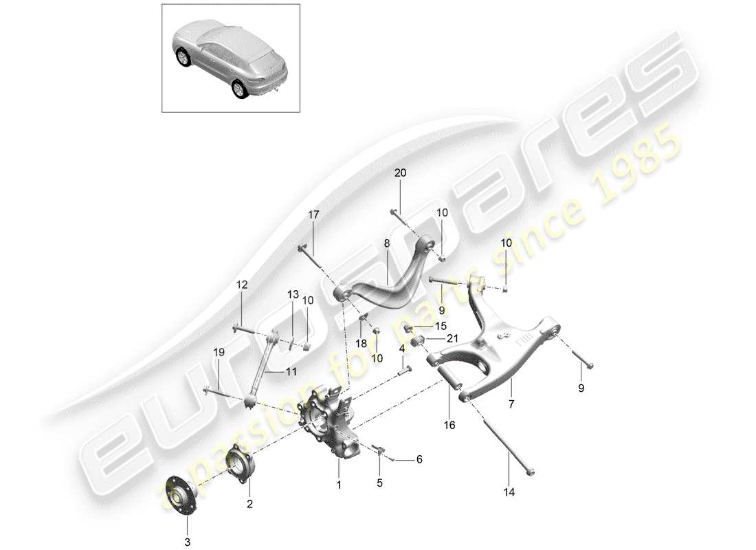porsche macan (2014) rear axle parts diagram