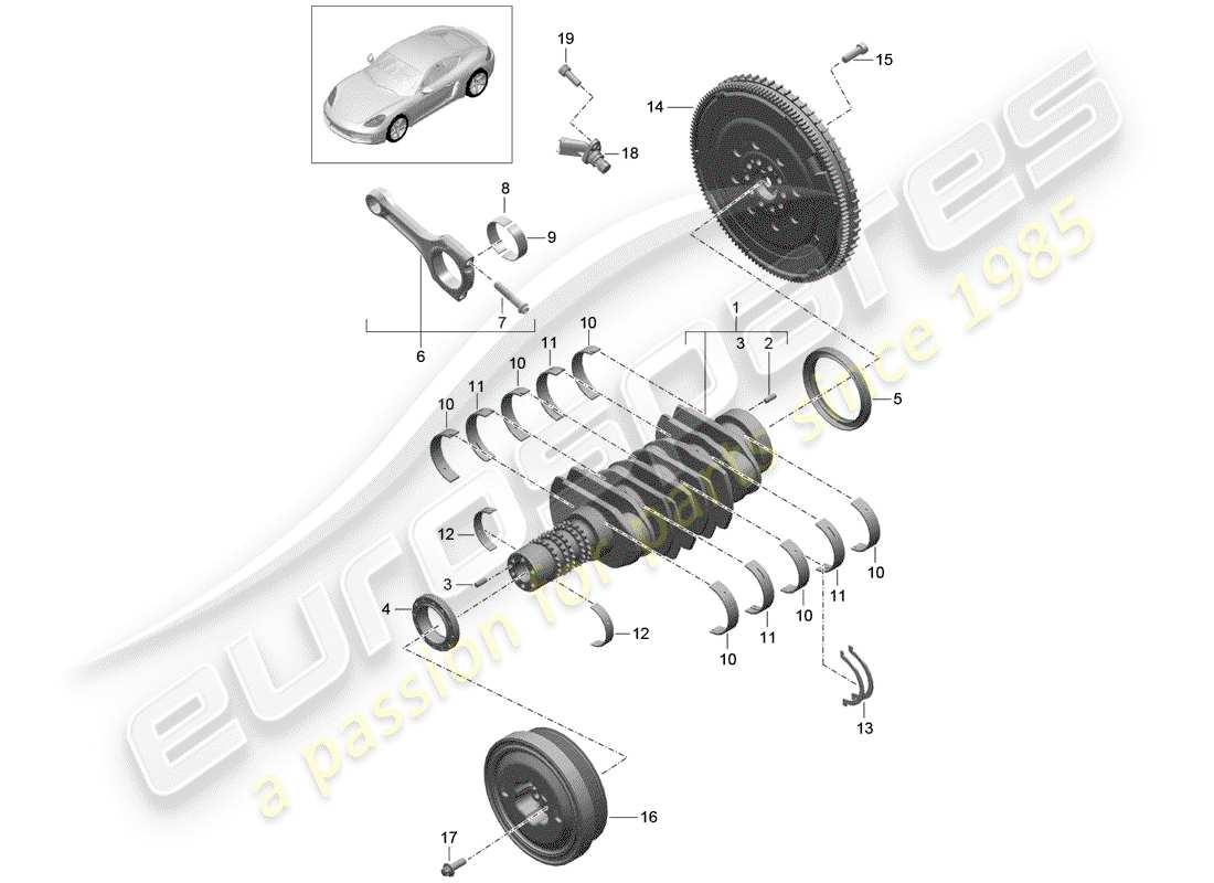 porsche 718 cayman (2017) crankshaft parts diagram