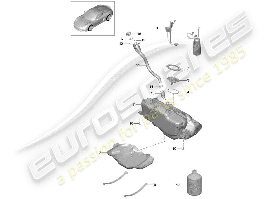 porsche 2016 fuel tank parts diagram