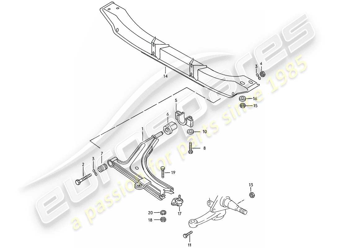 porsche 924 (1976) track control arm - cross member parts diagram