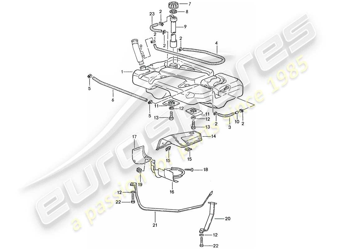 porsche 944 (1989) fuel tank part diagram