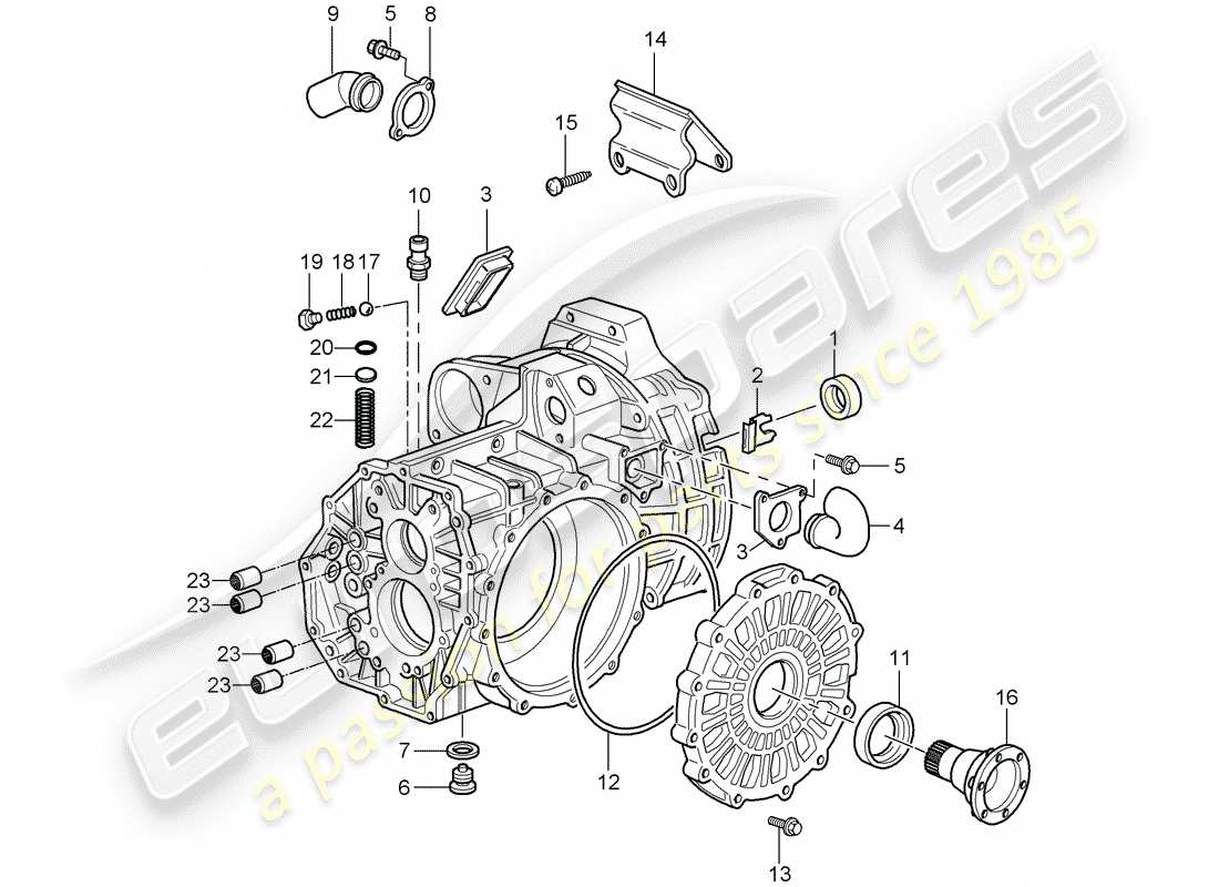 porsche 996 t/gt2 (2004) transmission case parts diagram