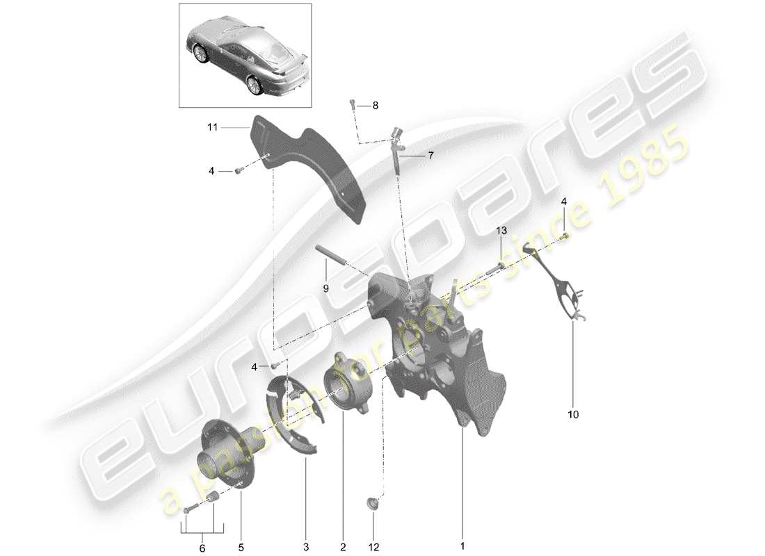 porsche 991r/gt3/rs (2020) rear axle parts diagram