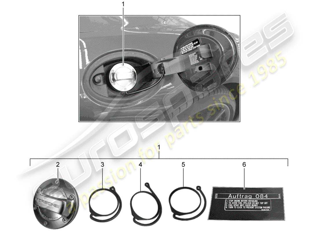 porsche tequipment 98x/99x (2016) sealing cap part diagram