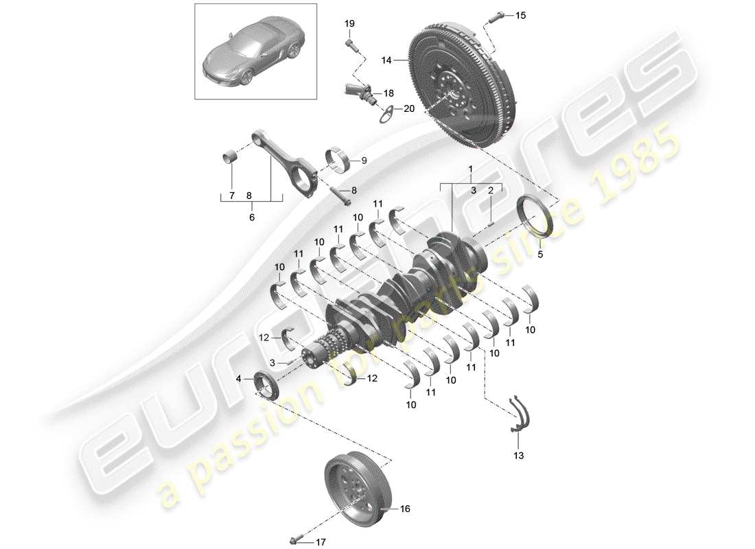 porsche boxster 981 (2013) crankshaft parts diagram