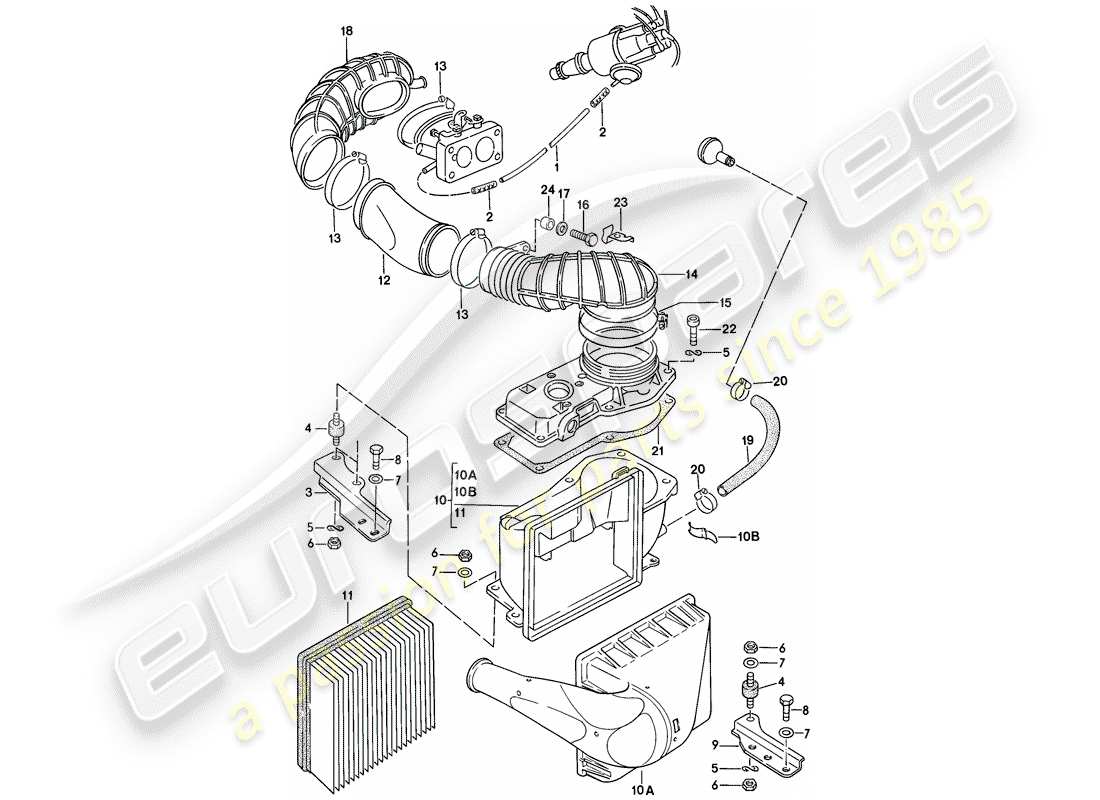 porsche 924 (1976) air cleaner system parts diagram