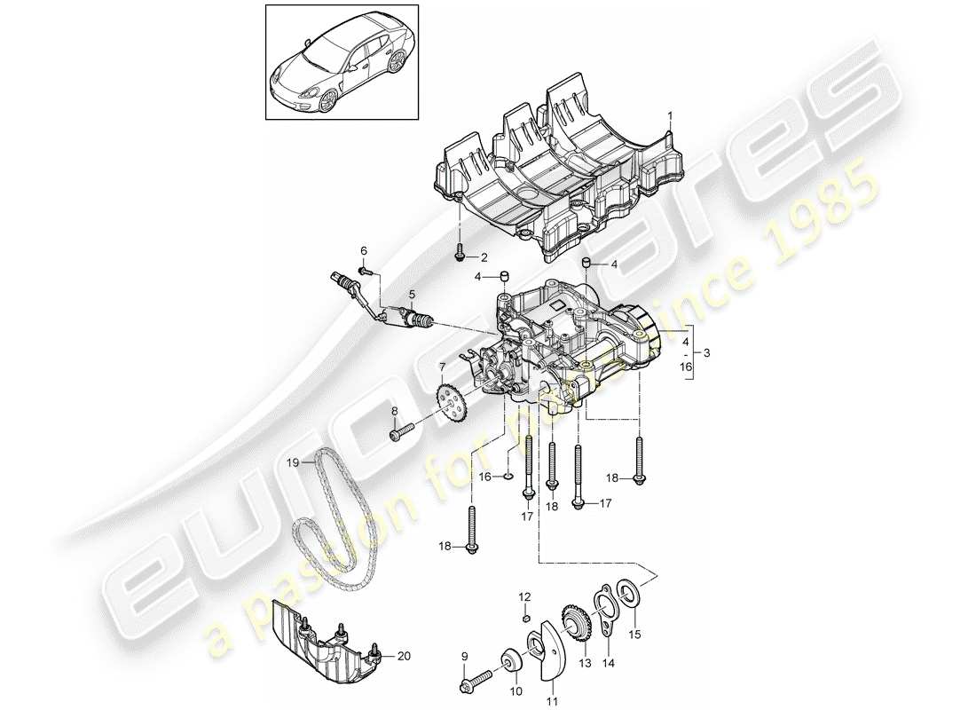 porsche panamera 970 (2016) oil baffle plate part diagram