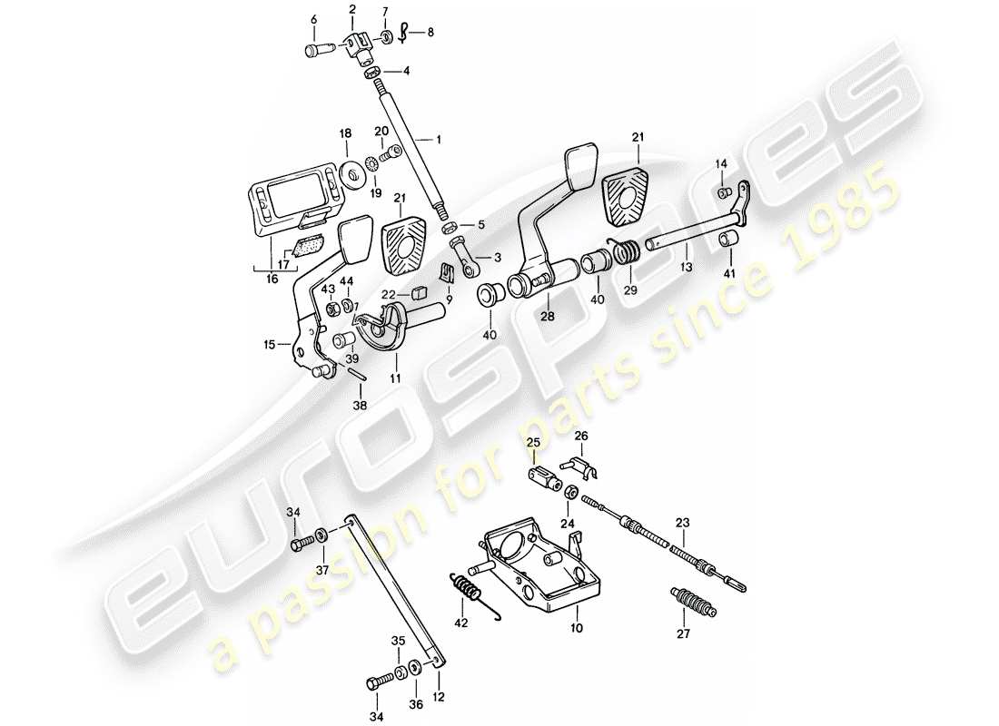 porsche 1988 (911) pedals - d >> - mj 1988 parts diagram