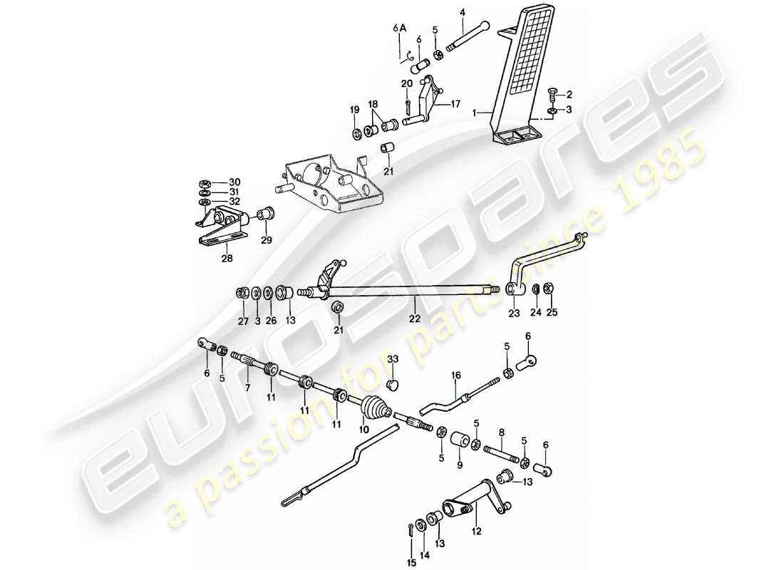 porsche 911 (1983) accelerator pedal - throttle control parts diagram