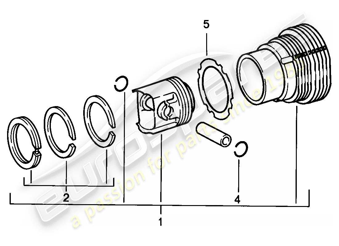 porsche 911 (1985) cylinder with pistons part diagram