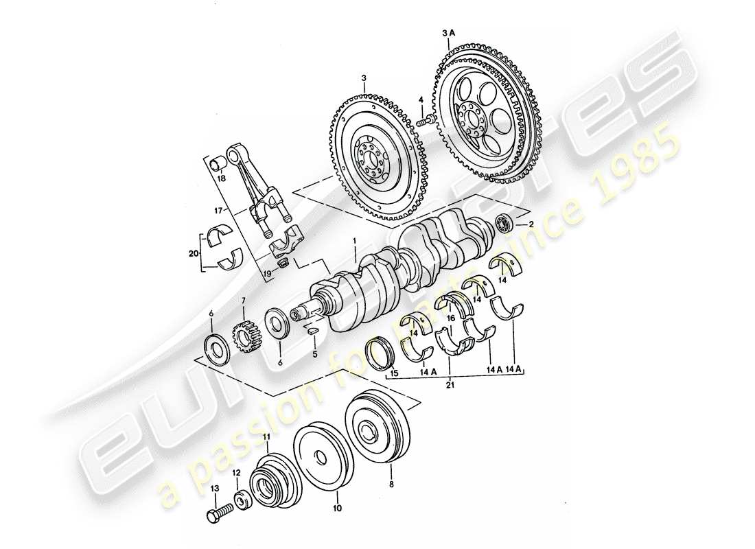 porsche 928 (1992) crankshaft - connecting rod parts diagram