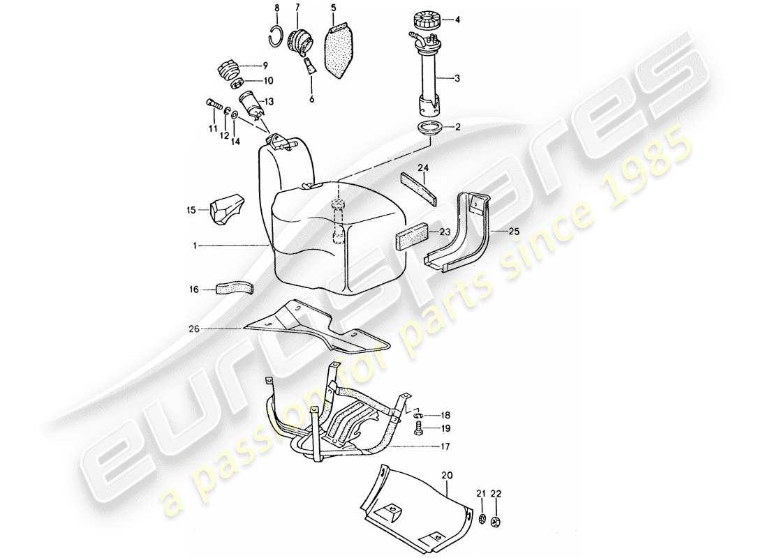 porsche 928 (1992) fuel tank parts diagram