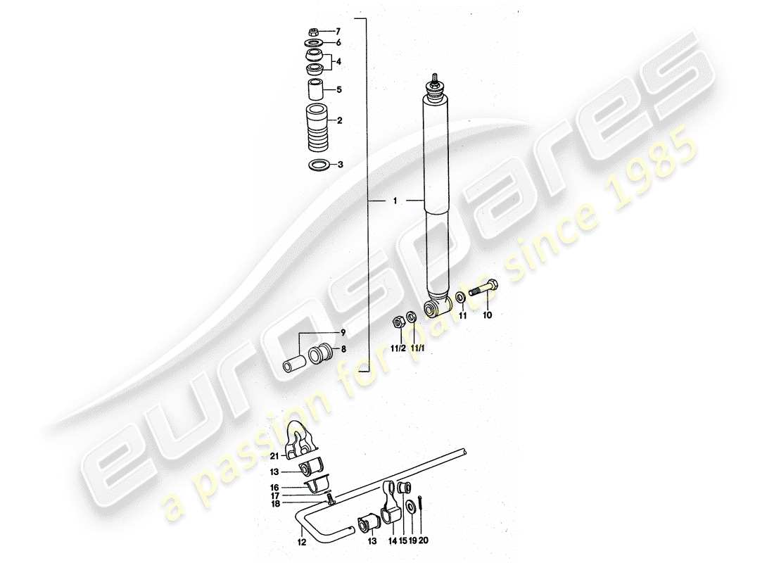 porsche 911 turbo (1977) vibration damper - stabilizer part diagram