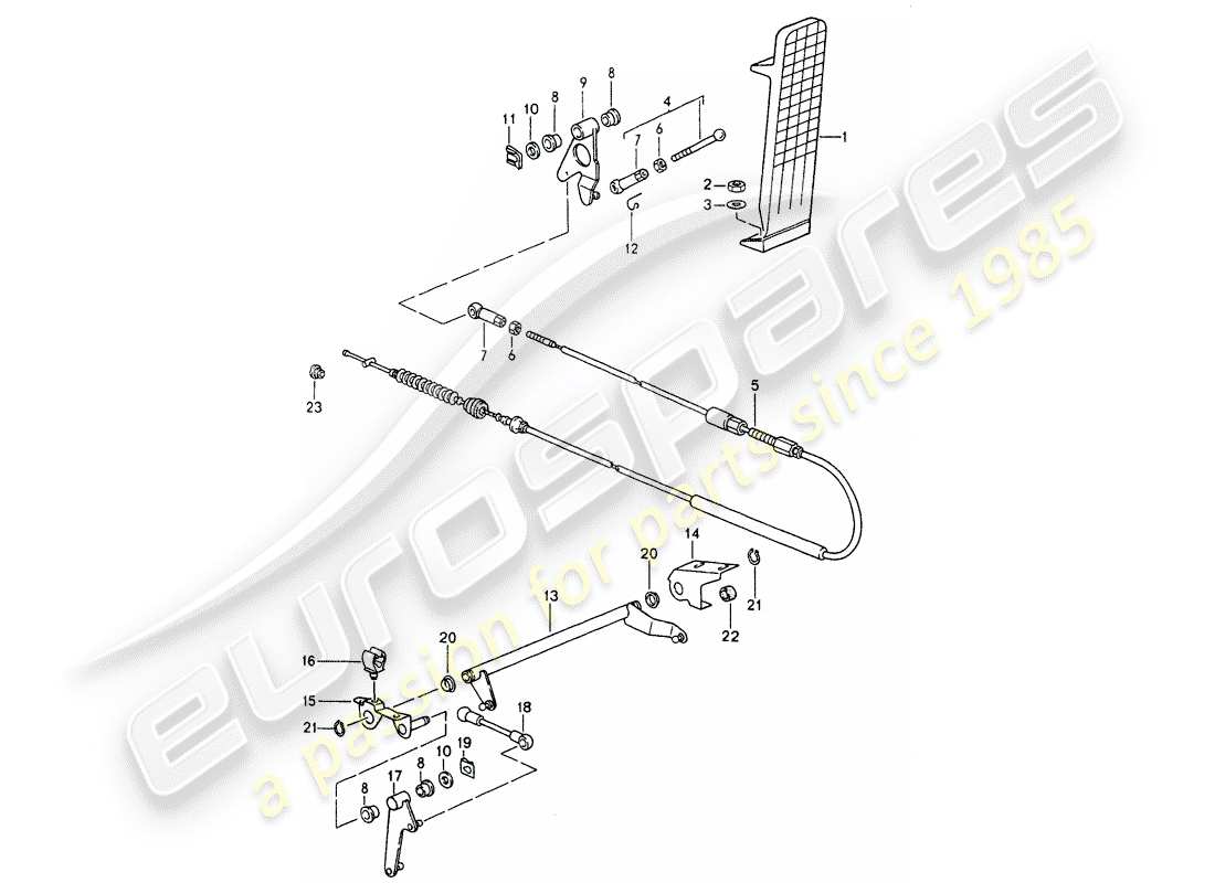 porsche 964 (1989) pedals - throttle control part diagram