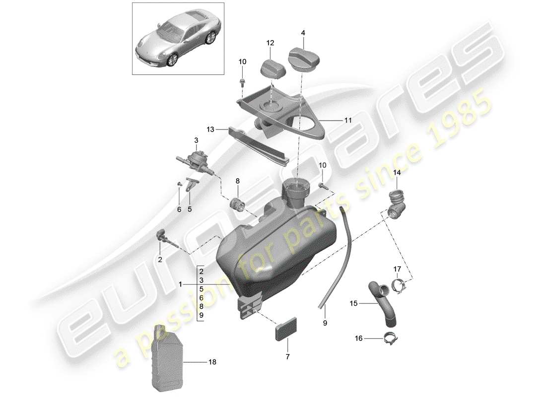 porsche 991 (2013) water cooling 4 parts diagram