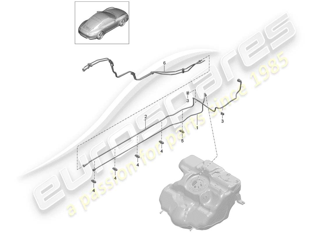 porsche 991 (2013) fuel system part diagram