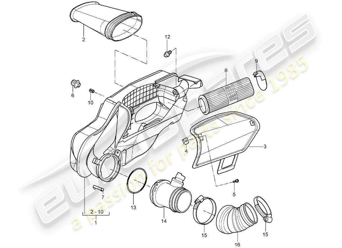 porsche boxster 987 (2006) air cleaner parts diagram