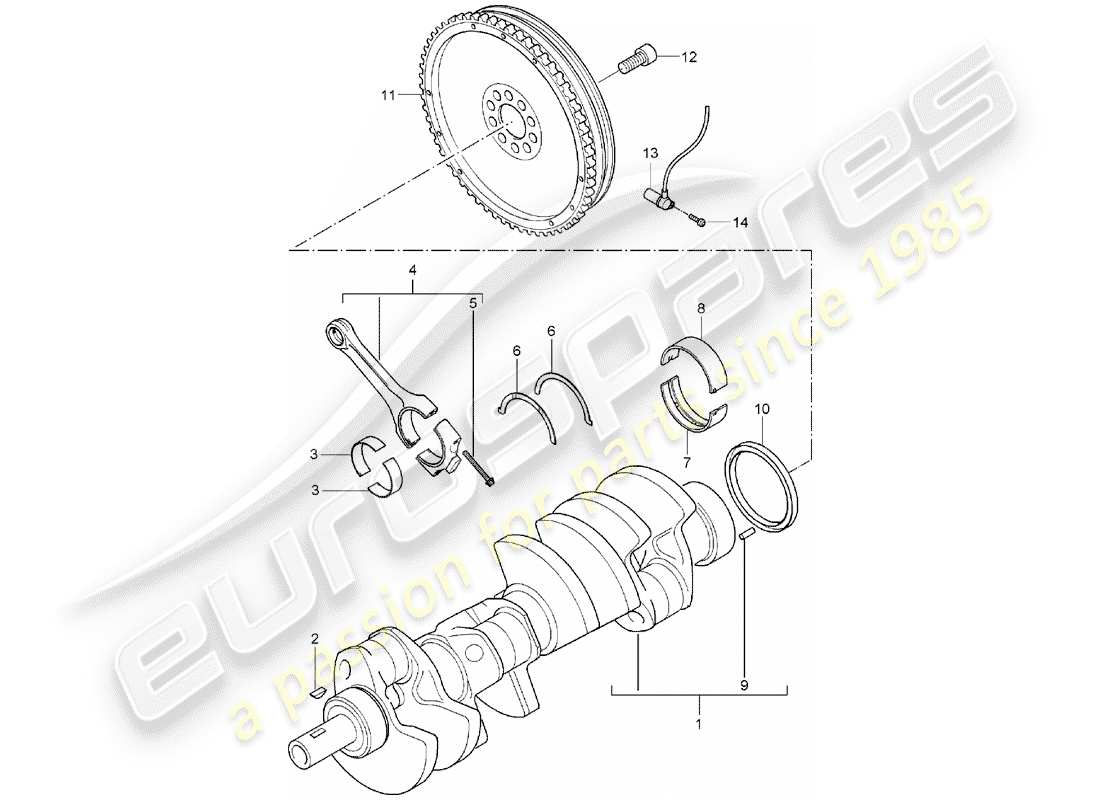 porsche cayenne (2005) crankshaft part diagram