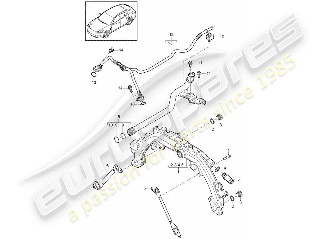 porsche panamera 970 (2016) water cooling 1 part diagram