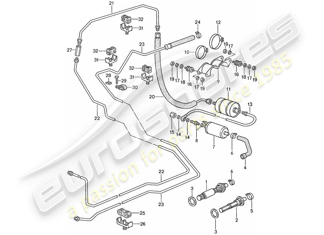 porsche 928 (1988) fuel system parts diagram