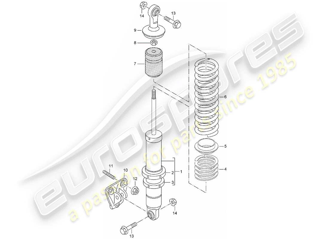 porsche carrera gt (2006) suspension - shock absorber strut - bracket part diagram
