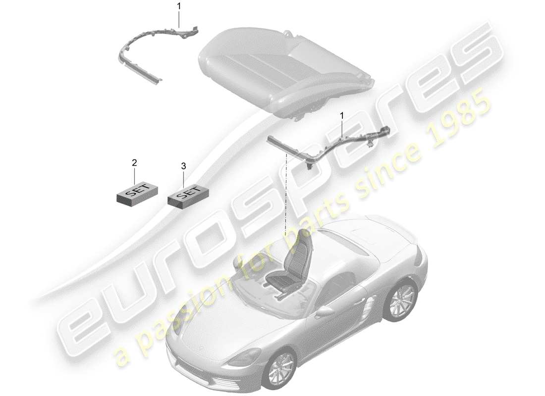 porsche 718 boxster (2020) padding for seat part diagram