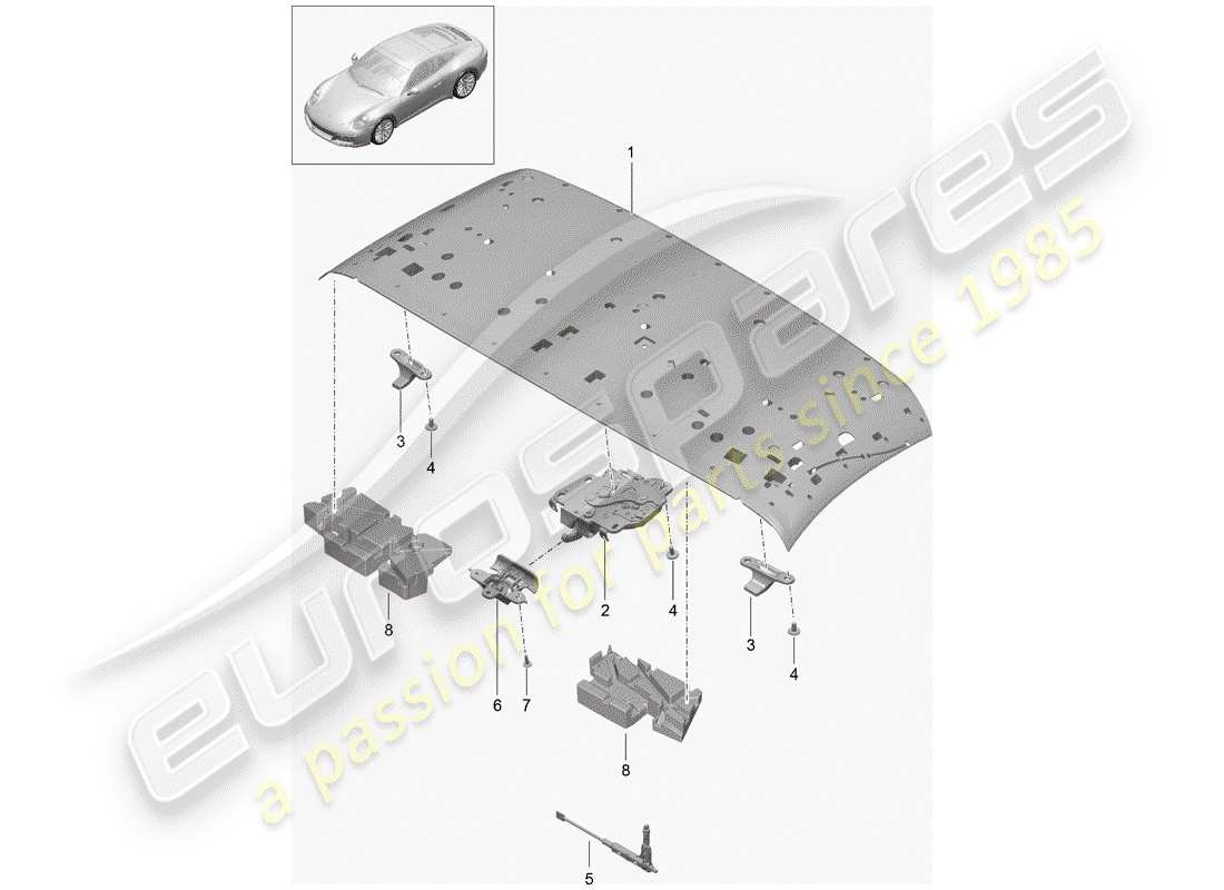 porsche 991 gen. 2 (2019) top frame part diagram