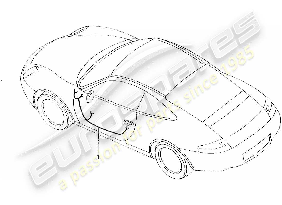 porsche 996 (2000) wiring harnesses - driver's door - passenger's door - operating mechanism - convertible top - sub frame part diagram