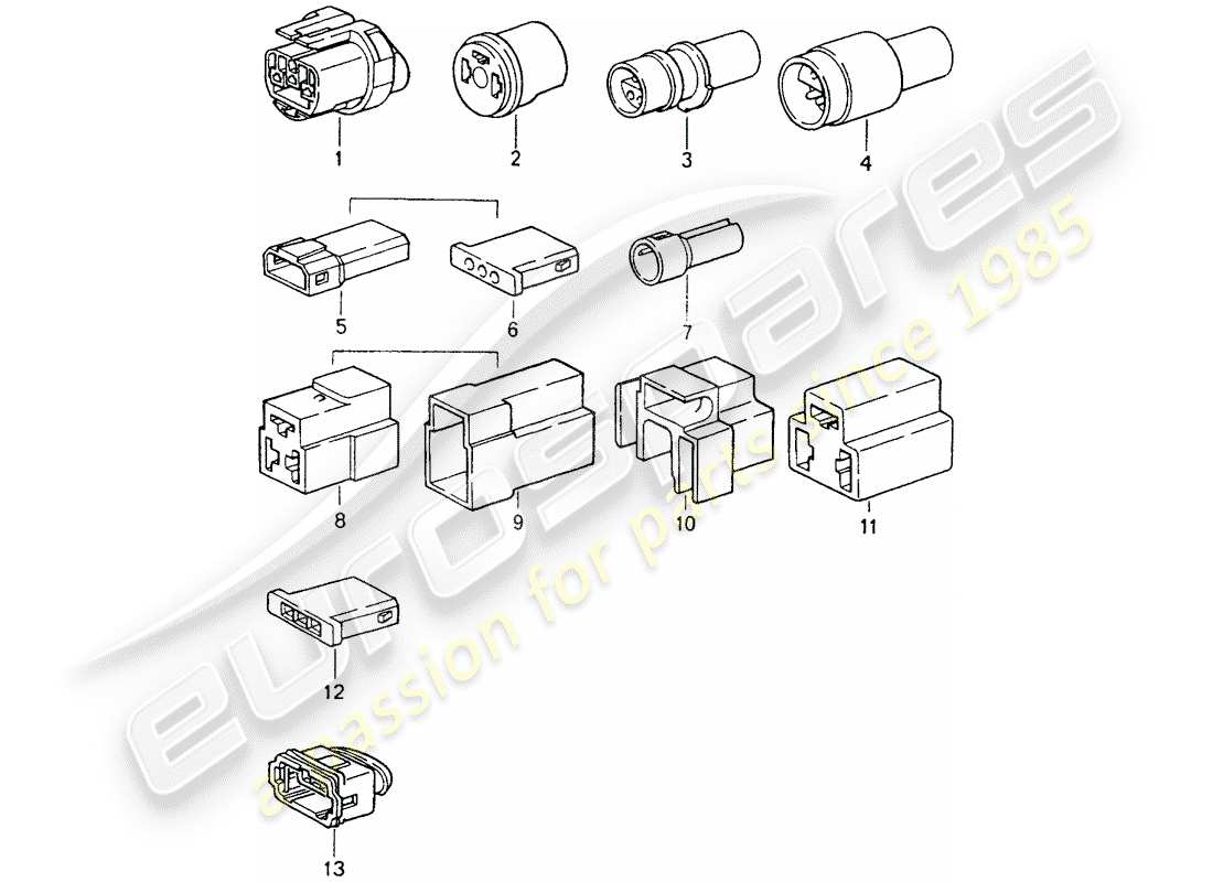 porsche 964 (1990) connector housing part diagram