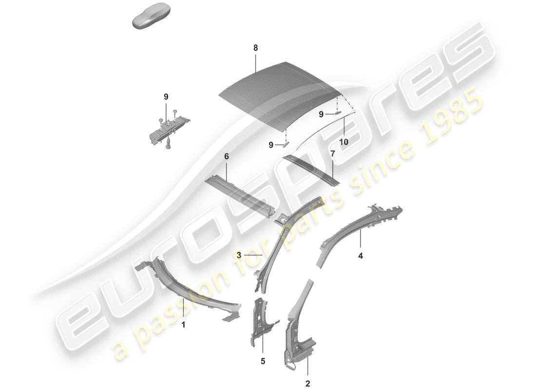 porsche 992 (2020) roof part diagram