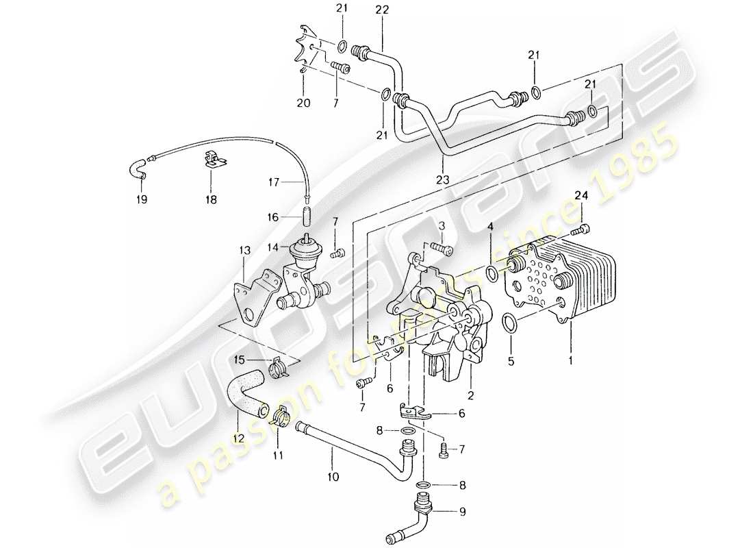 porsche 996 (2000) tiptronic - - gear oil cooler - oil pressure line for - gear oil cooling - d >> - mj 2001 part diagram