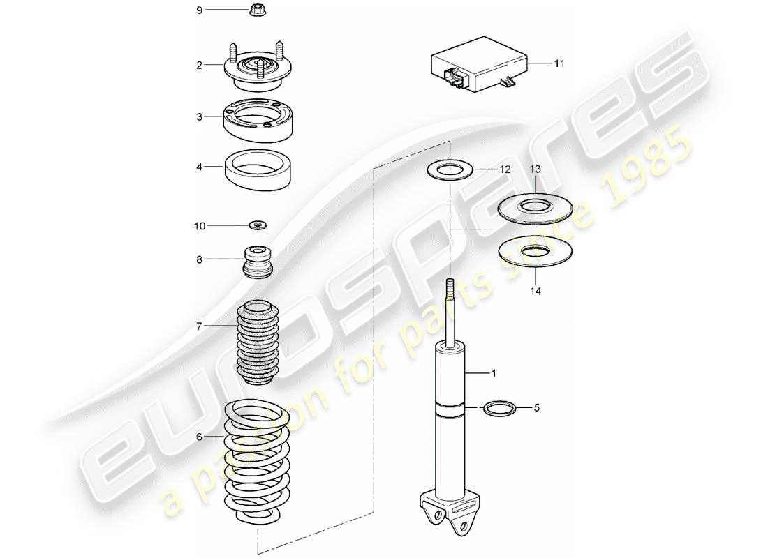porsche 997 (2007) shock absorber parts diagram
