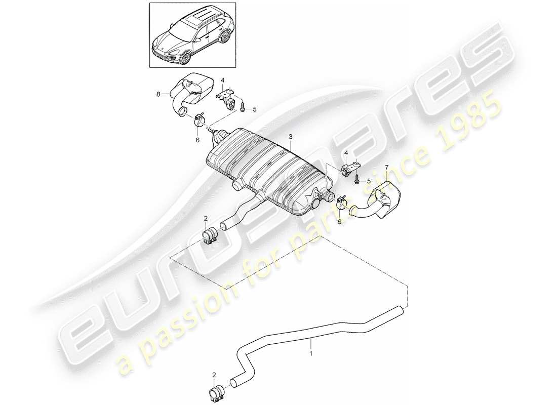porsche cayenne e2 (2011) exhaust system part diagram