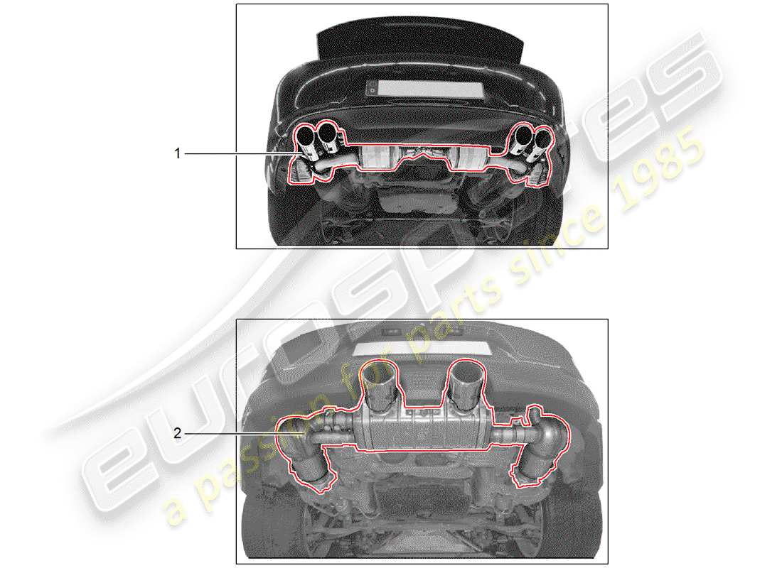 porsche tequipment 98x/99x (2012) exhaust system parts diagram