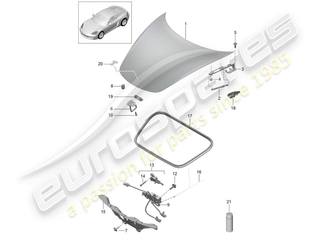 porsche 718 cayman (2018) cover parts diagram