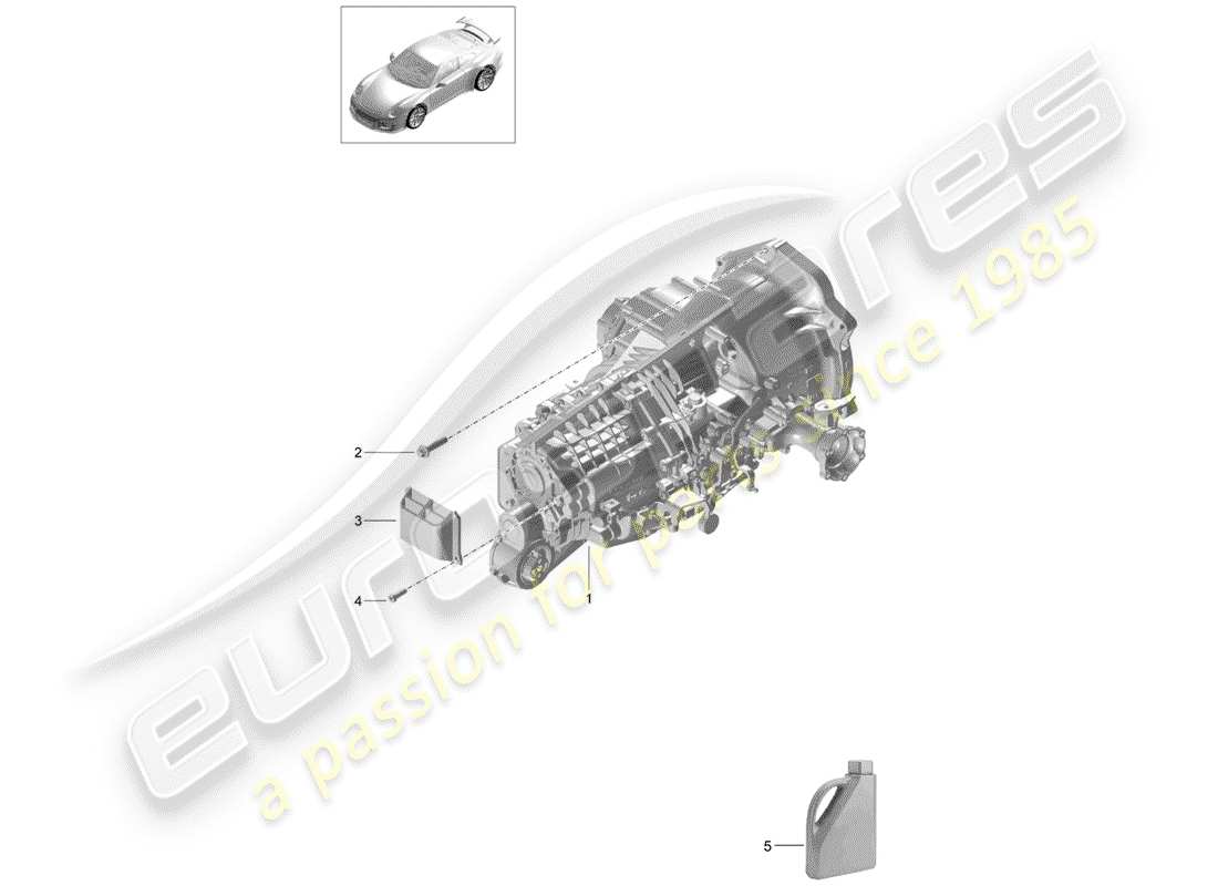 porsche 991r/gt3/rs (2017) manual gearbox parts diagram