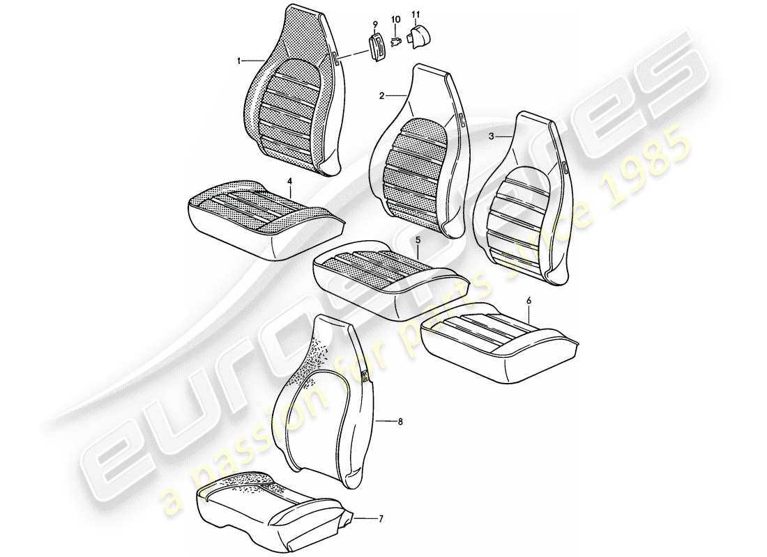 porsche 911 (1985) front seat - cover - d - mj 1985>> part diagram