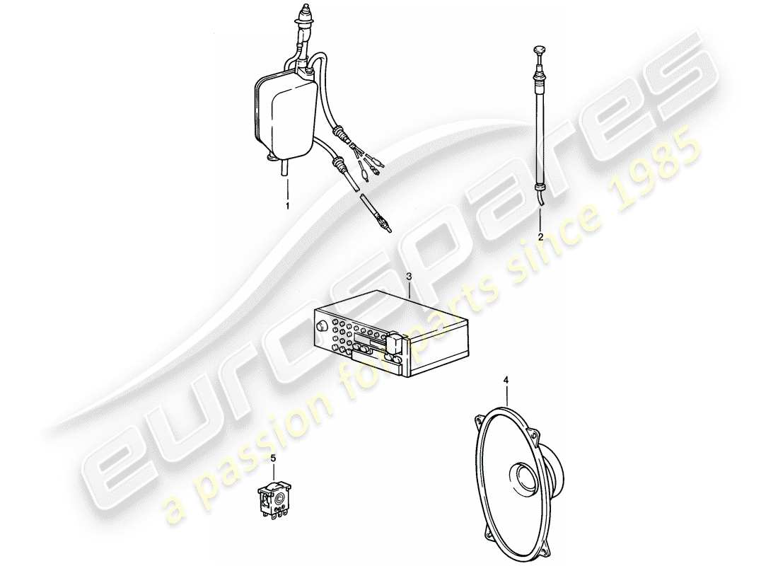 porsche 911 (1985) radio unit - installation parts part diagram