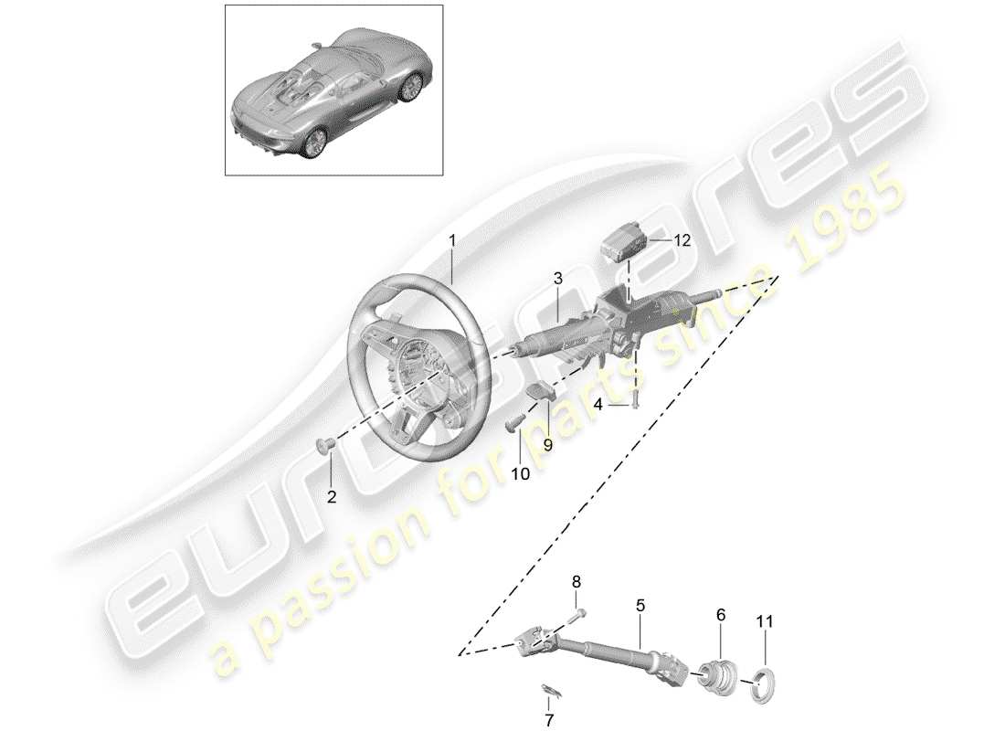 porsche 918 spyder (2015) steering wheels parts diagram