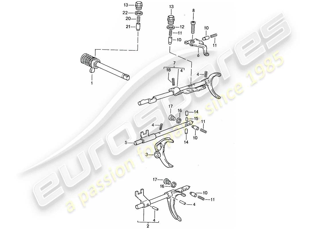 porsche 944 (1989) transmission control - for - manual gearbox part diagram