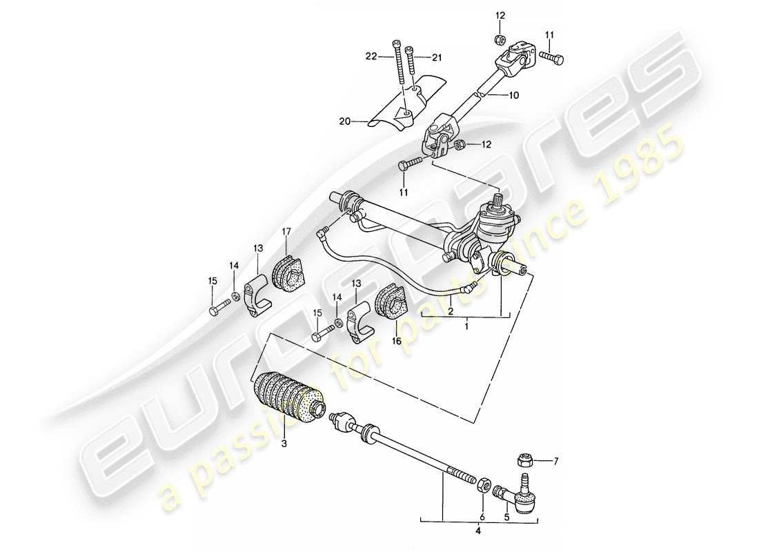 porsche 944 (1989) power steering - steering gear - steering track rod part diagram