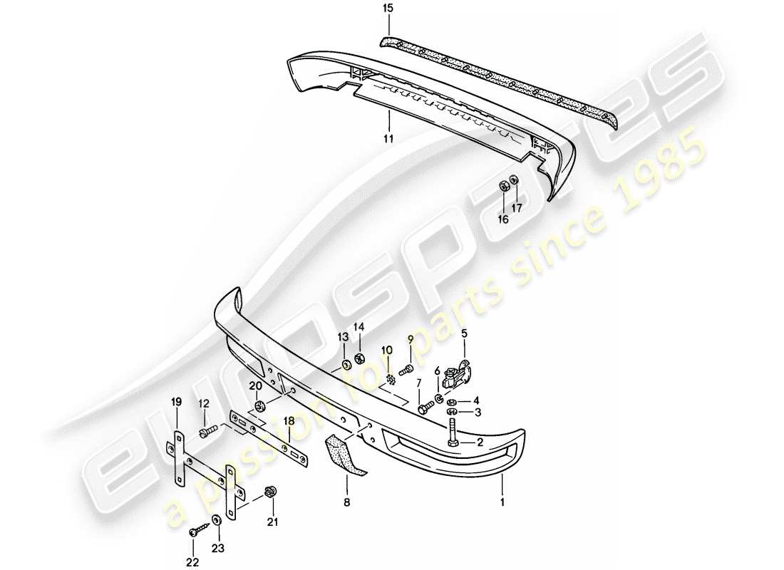 porsche 924 (1976) bumper - without: - buffer parts diagram