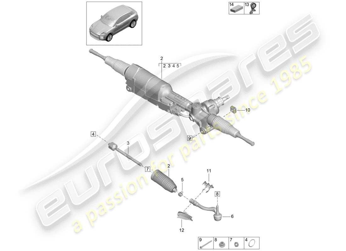 porsche macan (2020) steering gear part diagram