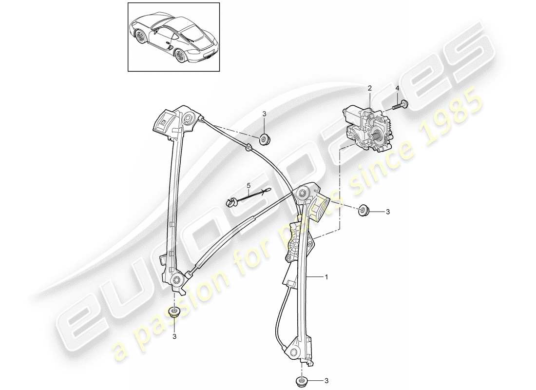 porsche cayman 987 (2010) window regulator parts diagram