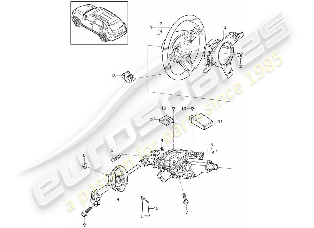 porsche cayenne e2 (2011) steering wheels part diagram