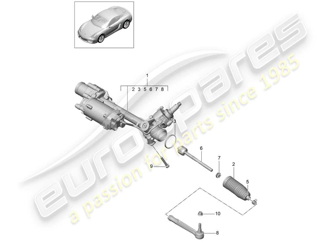 porsche cayman 981 (2016) steering gear part diagram