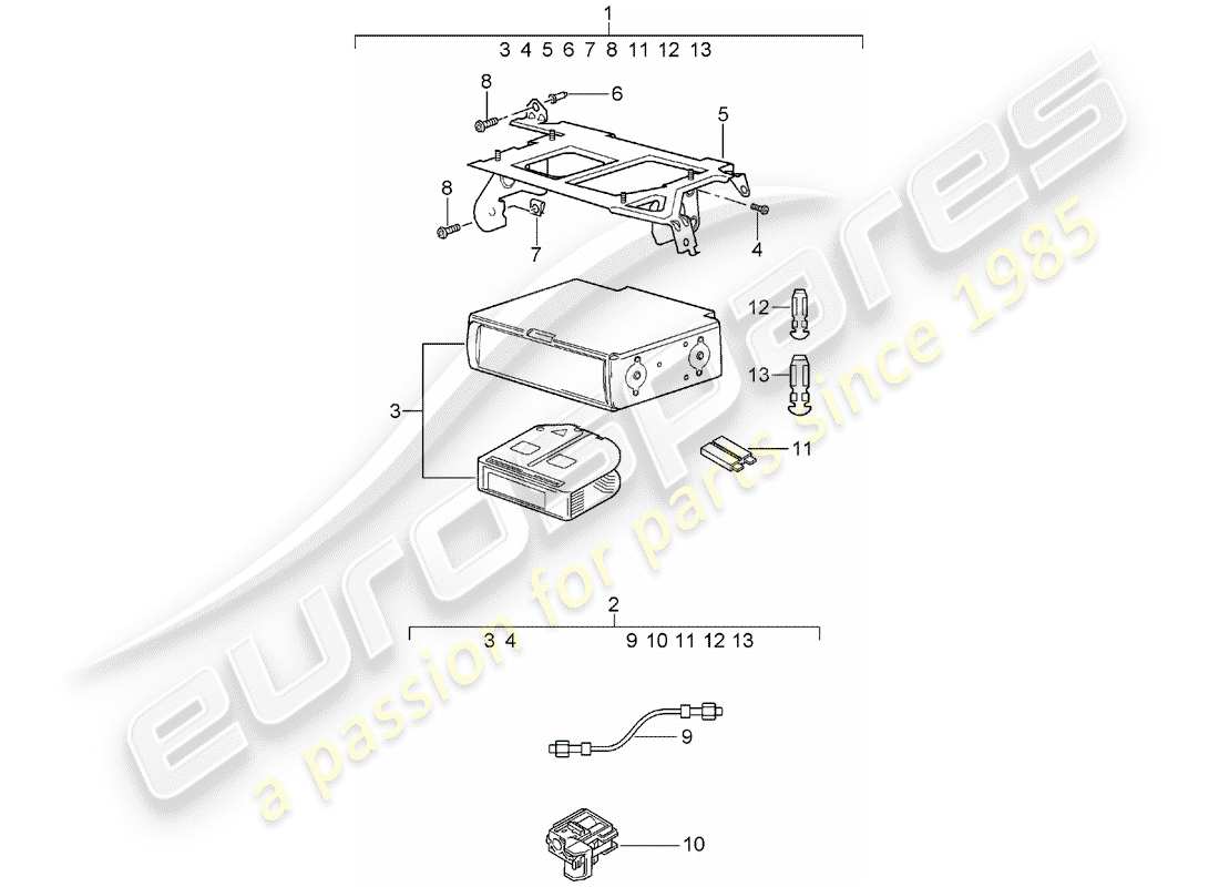 porsche tequipment cayenne (2010) cd-changer part diagram